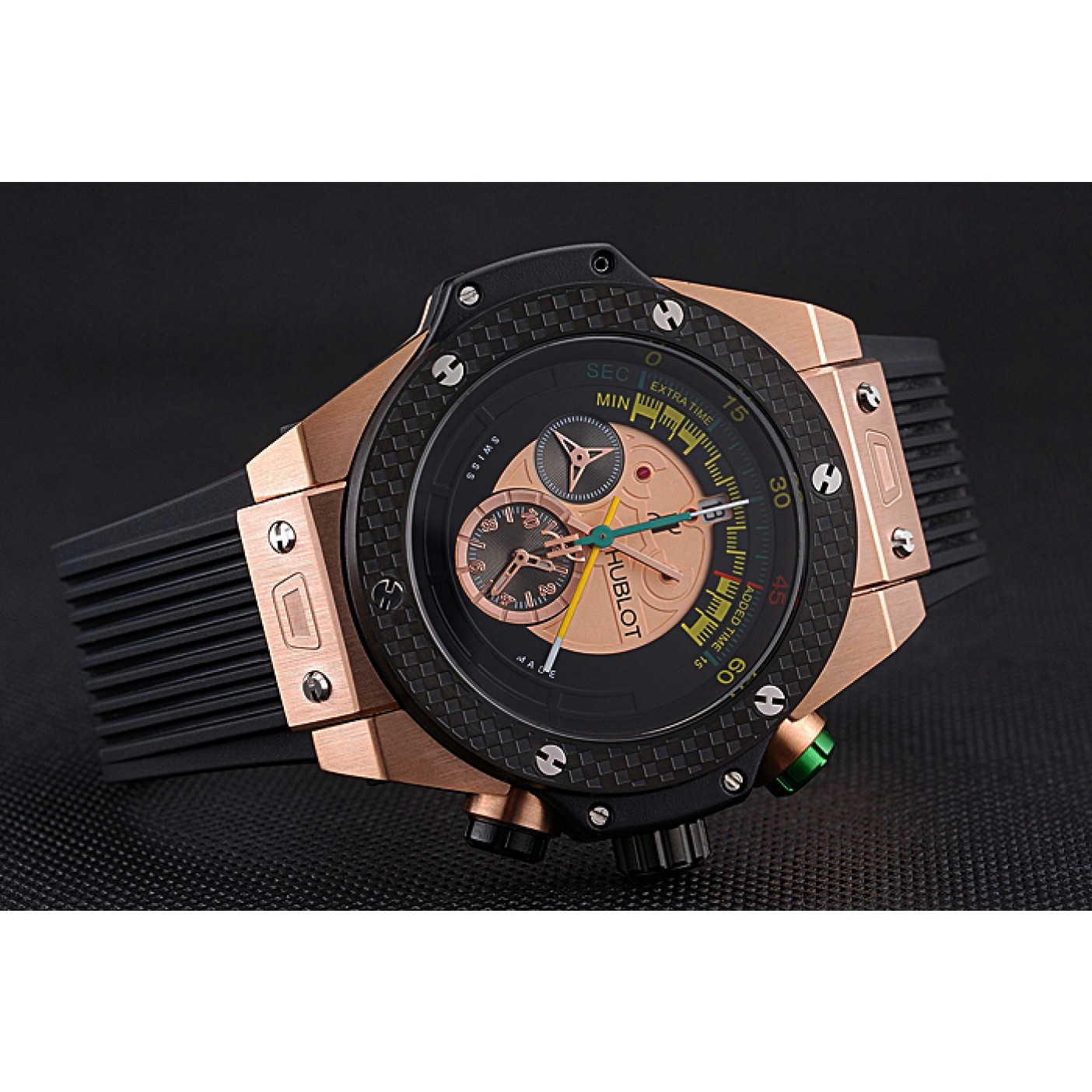 Hublot Big Bang Unico Bi-Retrograde Chrono King Gold Case Black Rubber Strap 622772