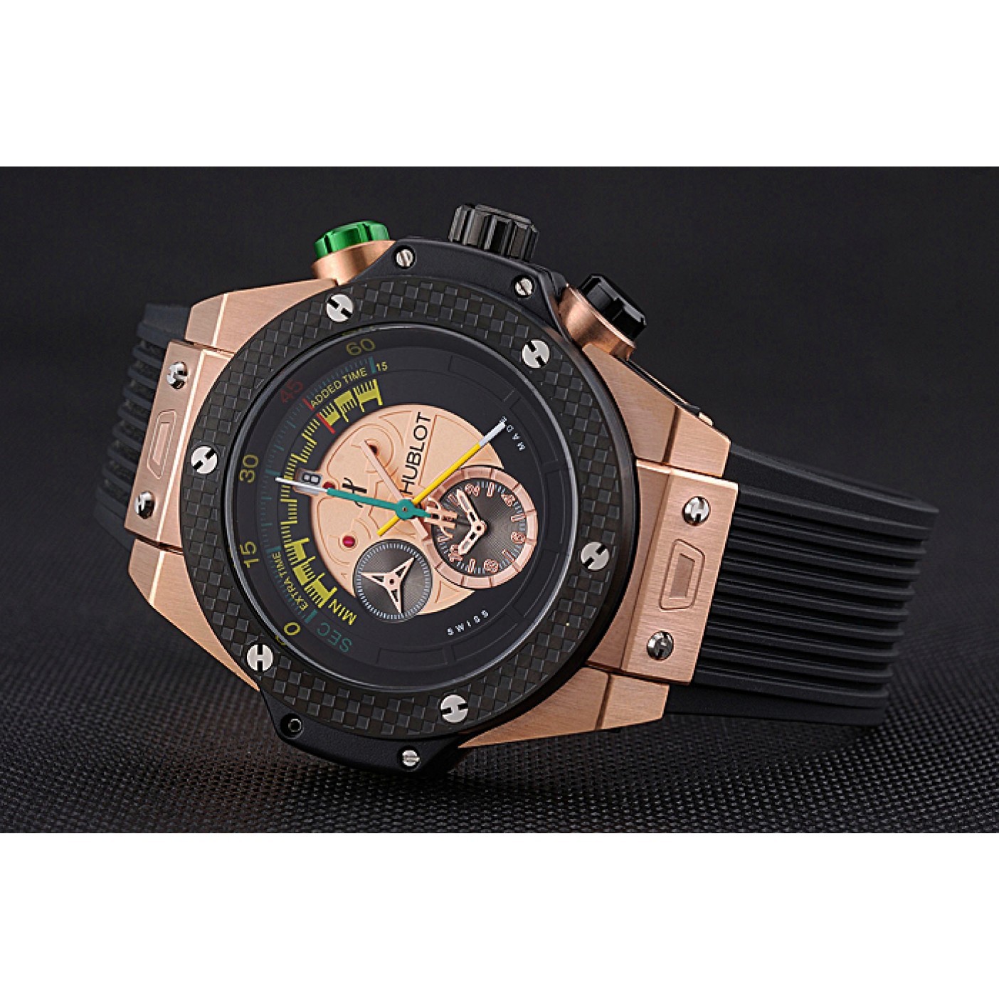 Hublot Big Bang Unico Bi-Retrograde Chrono King Gold Case Black Rubber Strap 622772