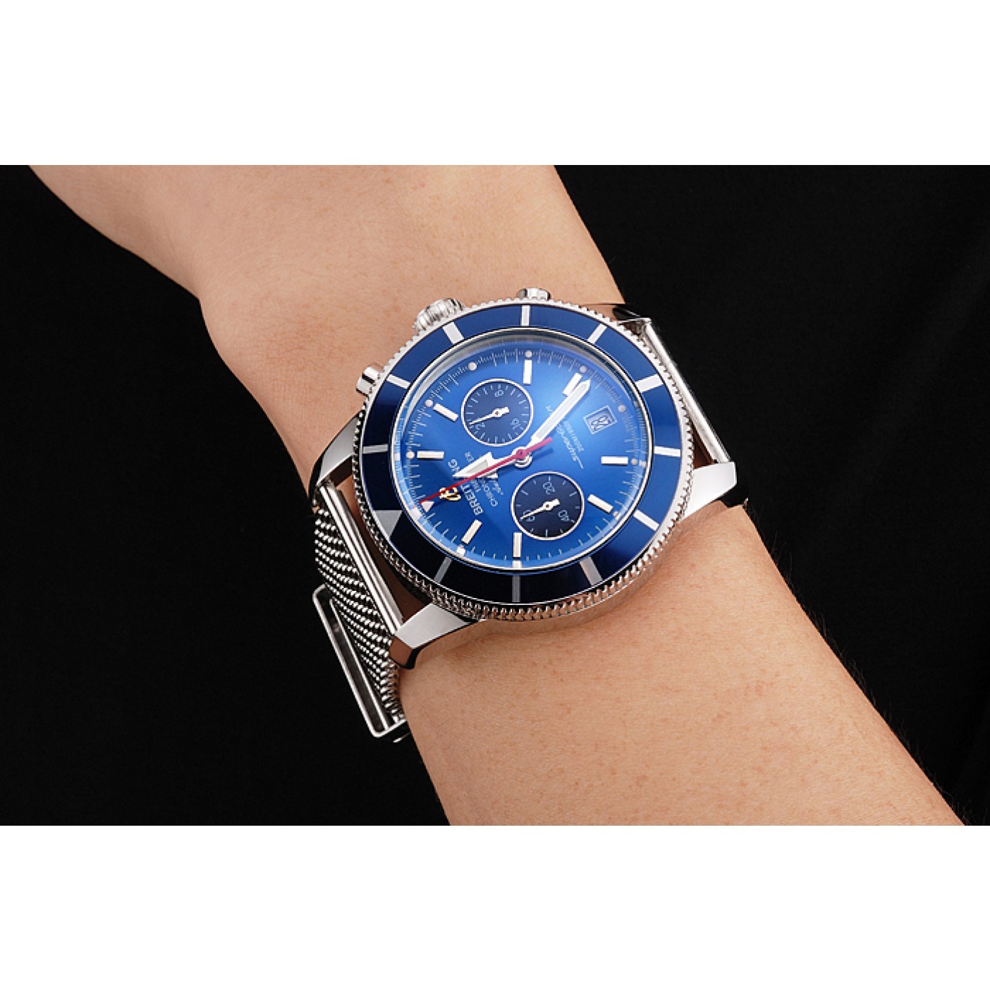 Breitling Superocean Heritage Chronographe 44 Blue Dial And Bezel Stainless Steel Case And Bracelet