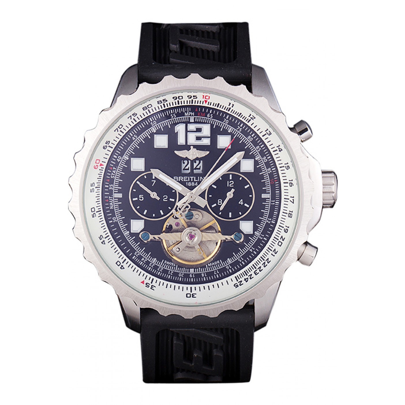 Breitling Navitimer Rubber Strap Black Dial