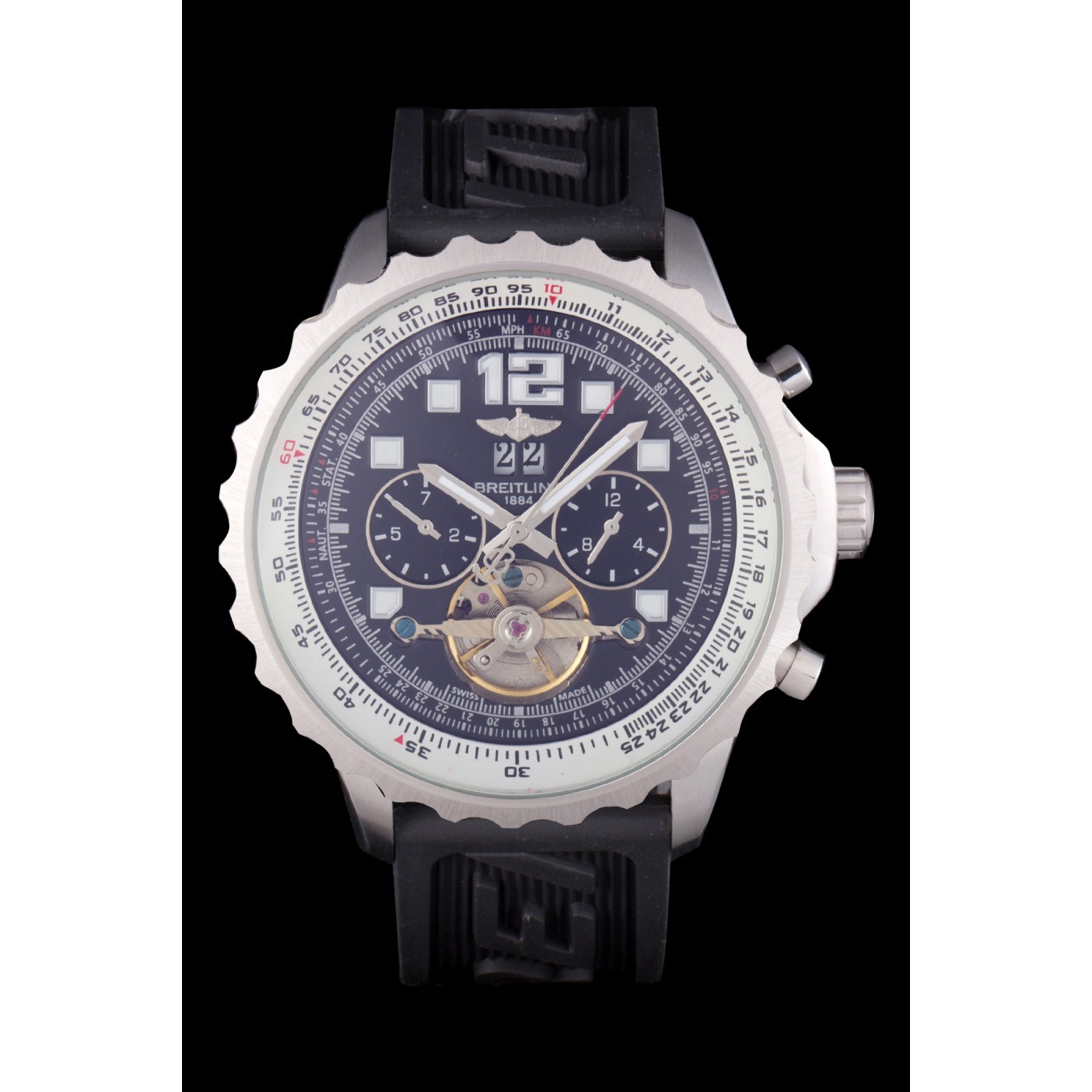 Breitling Navitimer Rubber Strap Black Dial