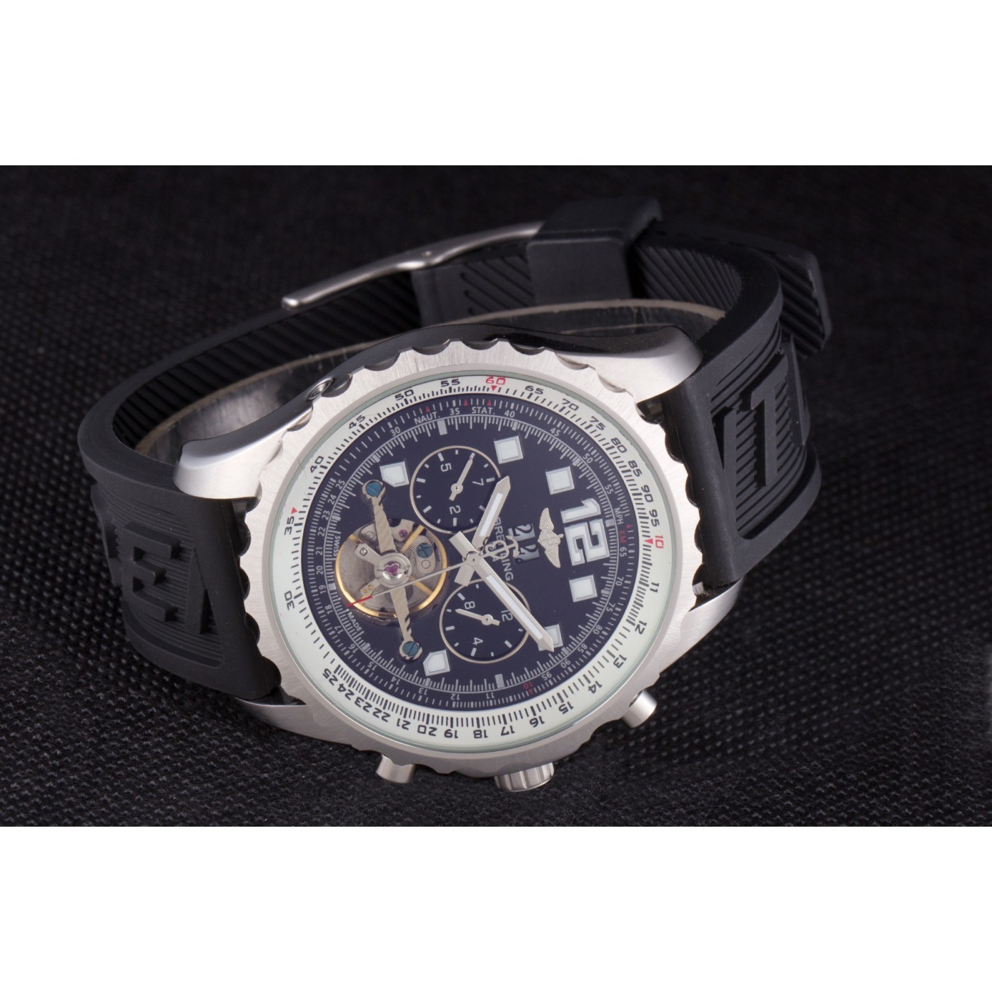 Breitling Navitimer Rubber Strap Black Dial