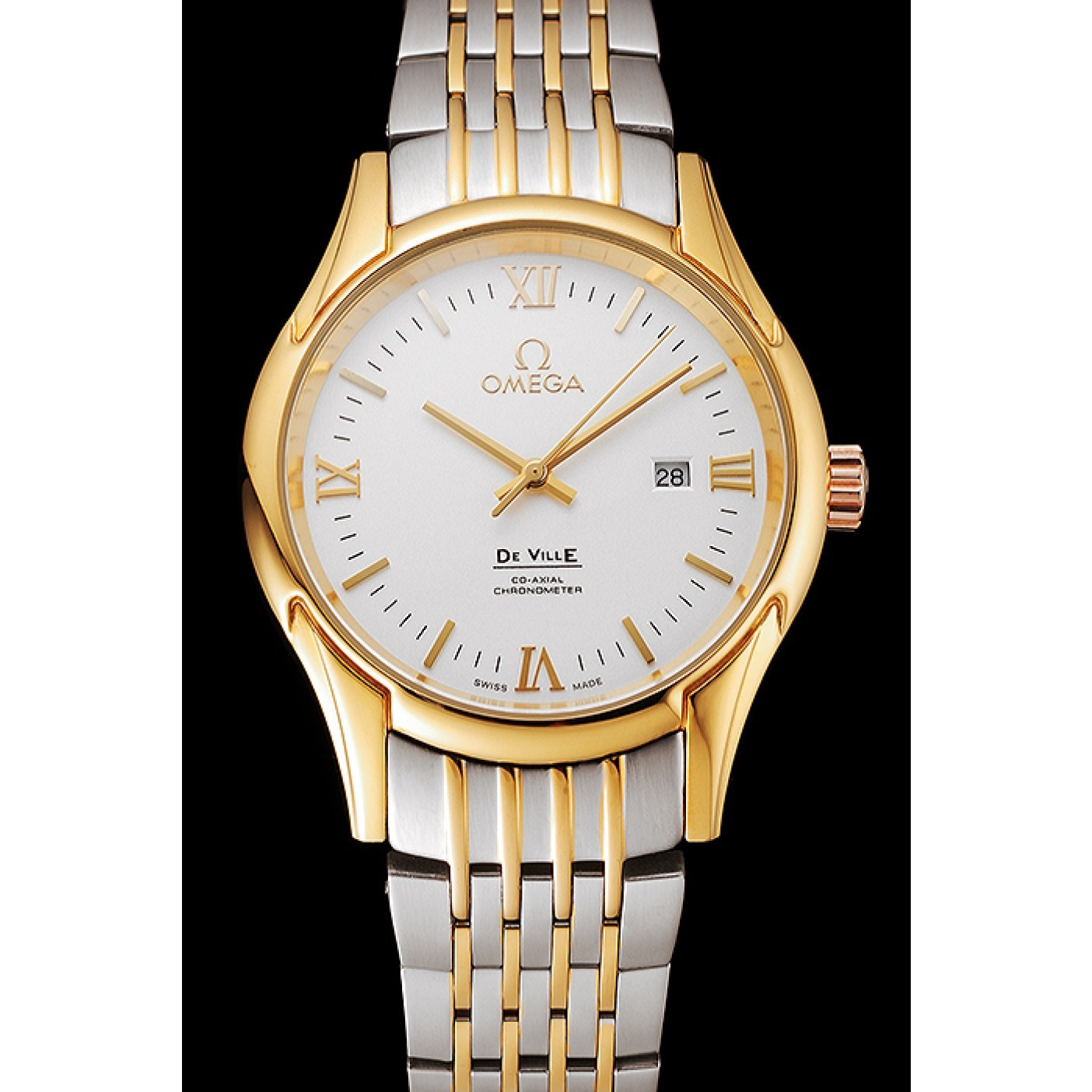 Omega De Ville White Dial Gold Case Two Tone Bracelet 1453785