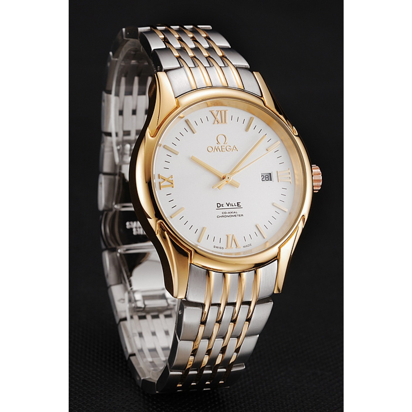 Omega De Ville White Dial Gold Case Two Tone Bracelet 1453785