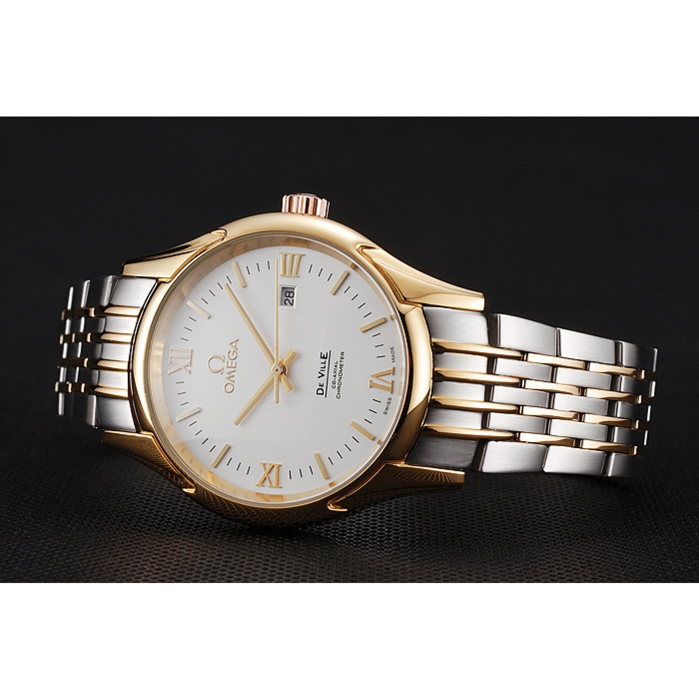 Omega De Ville White Dial Gold Case Two Tone Bracelet 1453785