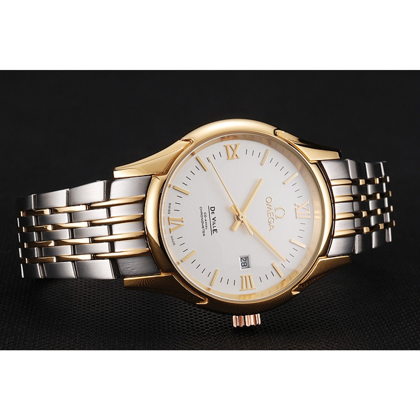 Omega De Ville White Dial Gold Case Two Tone Bracelet 1453785