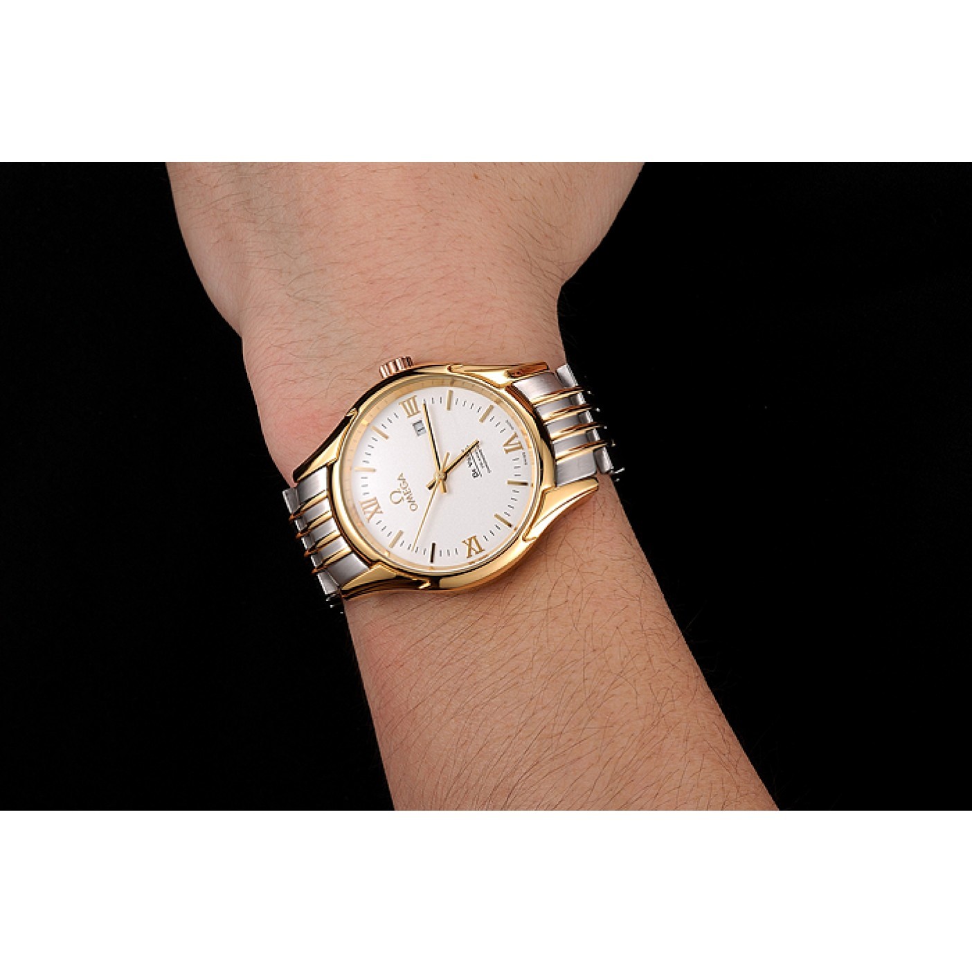 Omega De Ville White Dial Gold Case Two Tone Bracelet 1453785