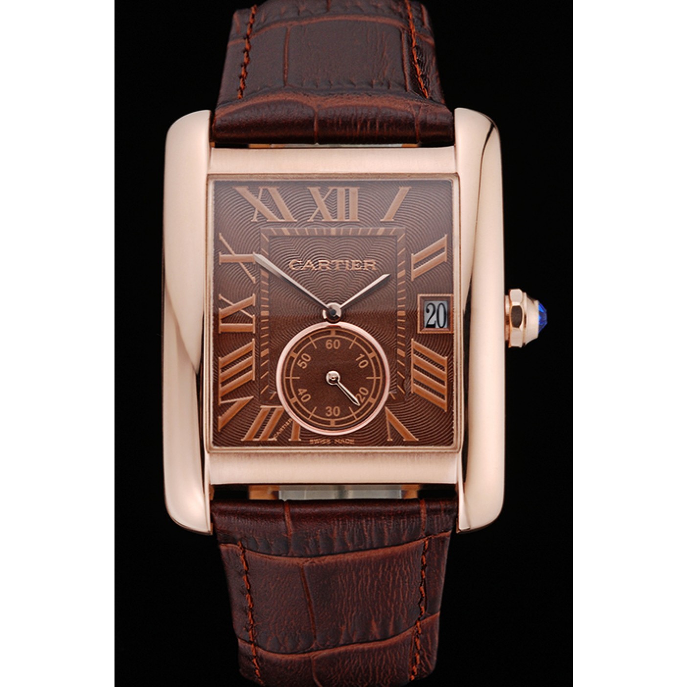 Cartier Tank MC Brown Dial Gold Case Brown Leather Strap 622583