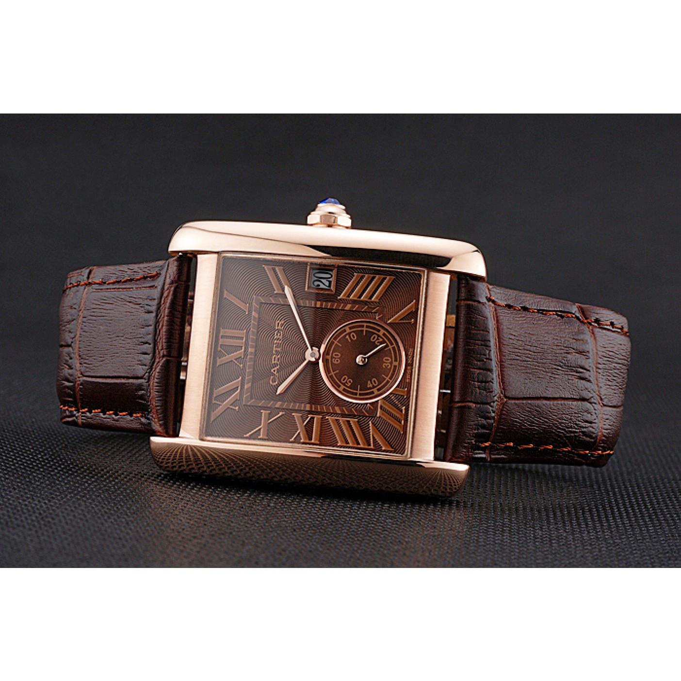 Cartier Tank MC Brown Dial Gold Case Brown Leather Strap 622583