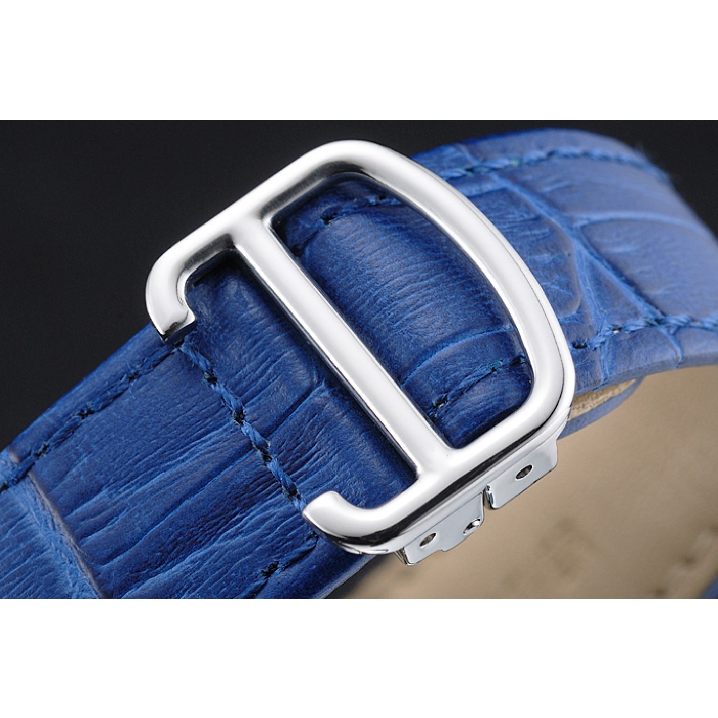 Cartier Drive De Cartier Blue Dial Silver Case Blue Leather Bracelet 1454211