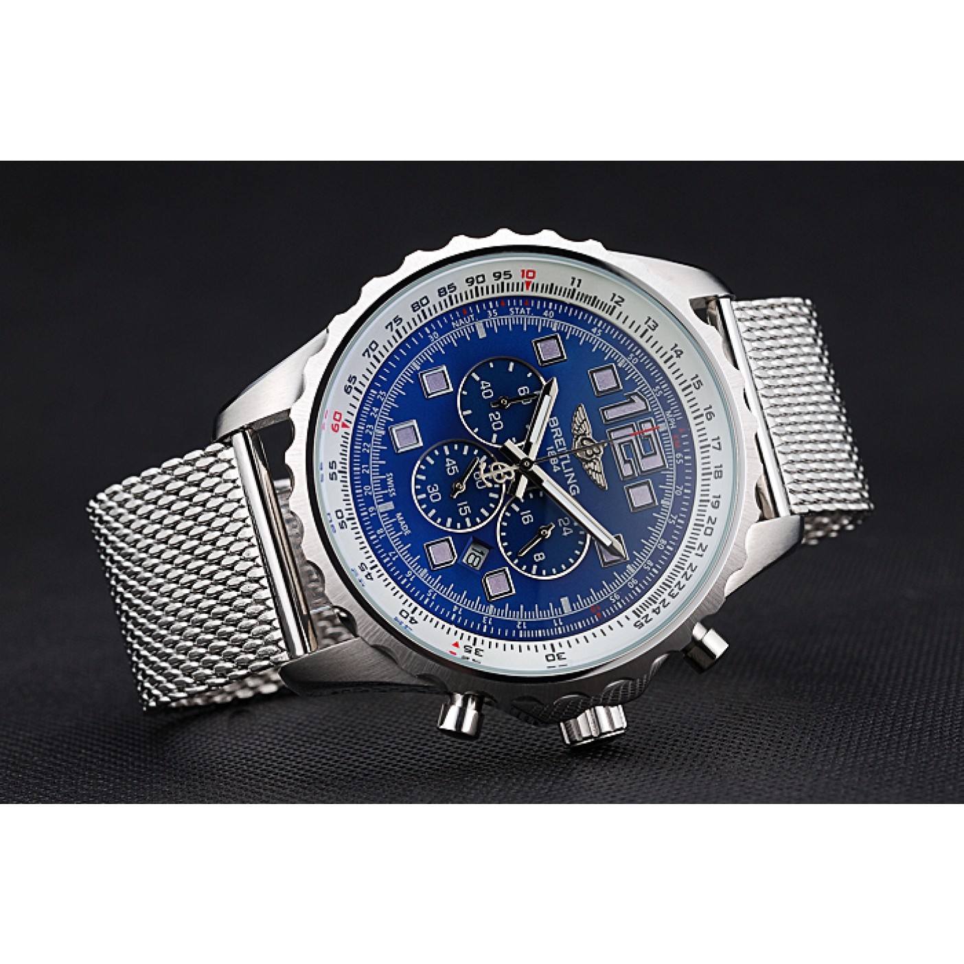 Breitling Navitimer Stainless Steel Strap Blue Dial