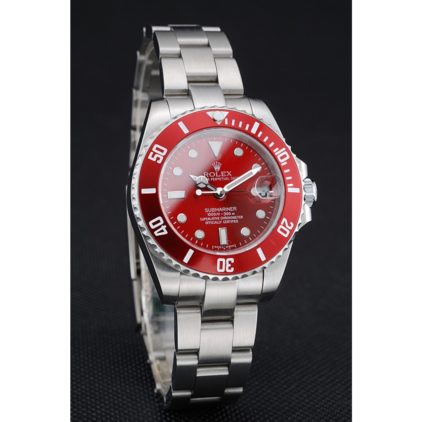 RepTime Watches Rolex Submariner Red Dial Stainless Steel Bracelet 1454154