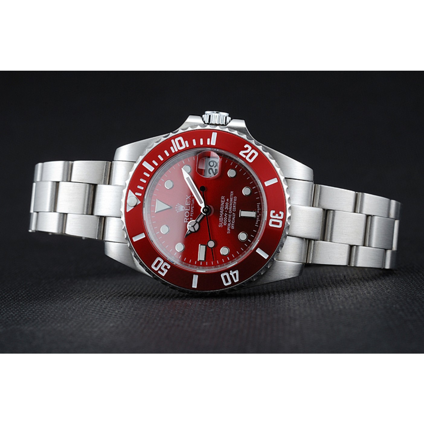 RepTime Watches Rolex Submariner Red Dial Stainless Steel Bracelet 1454154