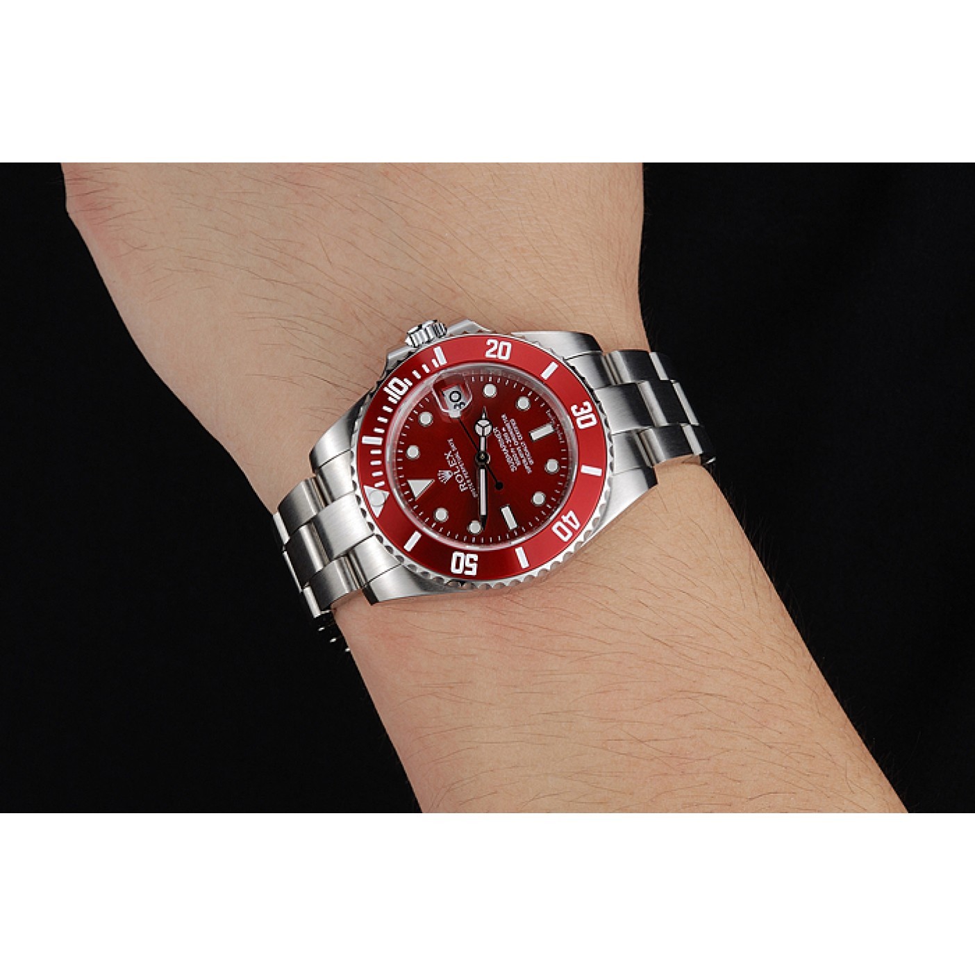 RepTime Watches Rolex Submariner Red Dial Stainless Steel Bracelet 1454154