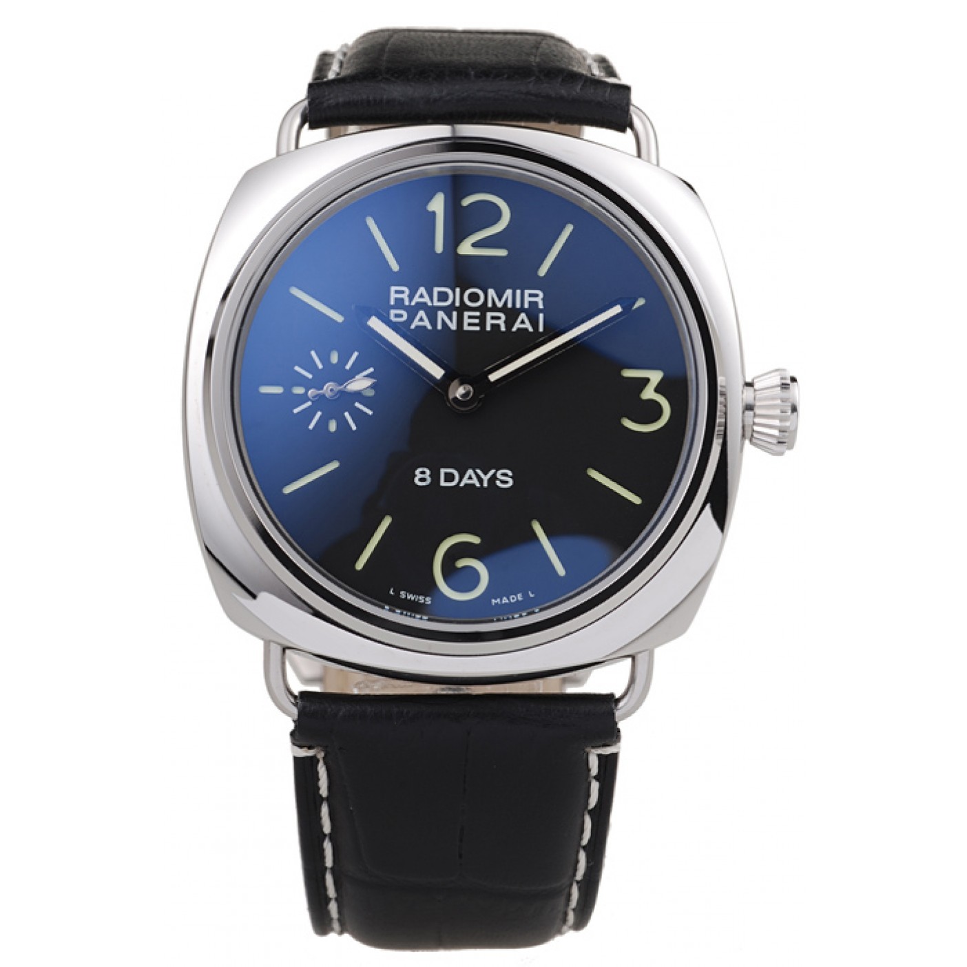 Panerai Radiomir Polished Stainless Steel Case Black Dial Black Leather Strap 98138