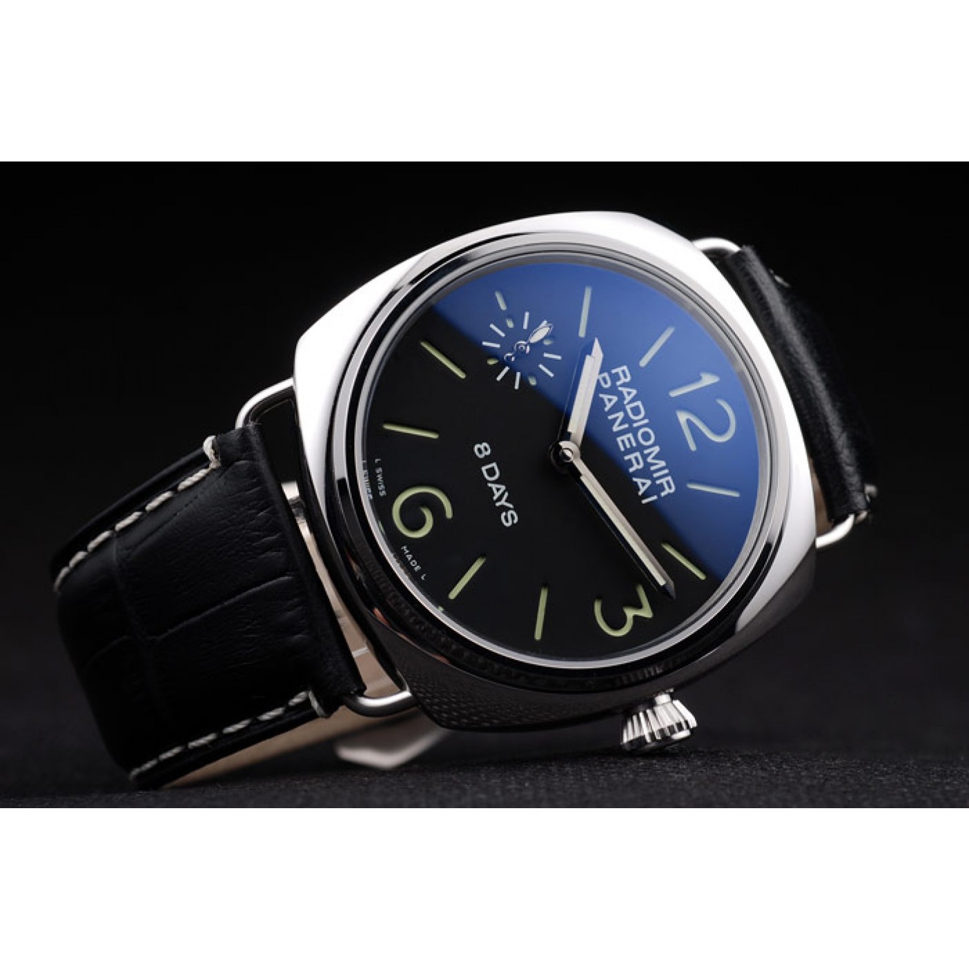 Panerai Radiomir Polished Stainless Steel Case Black Dial Black Leather Strap 98138