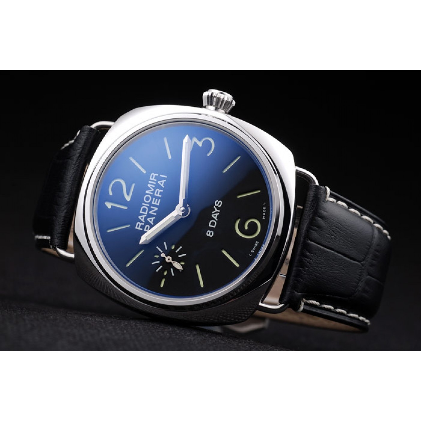 Panerai Radiomir Polished Stainless Steel Case Black Dial Black Leather Strap 98138