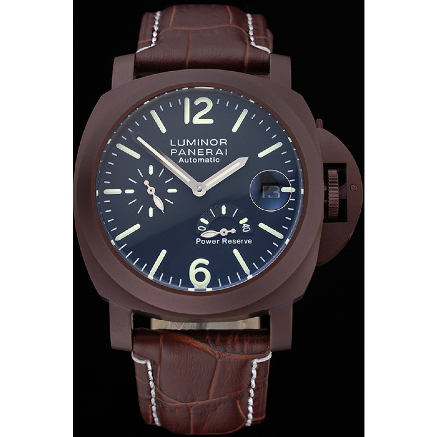 Panerai Luminor Brown Leather Strap Black Dial 80162