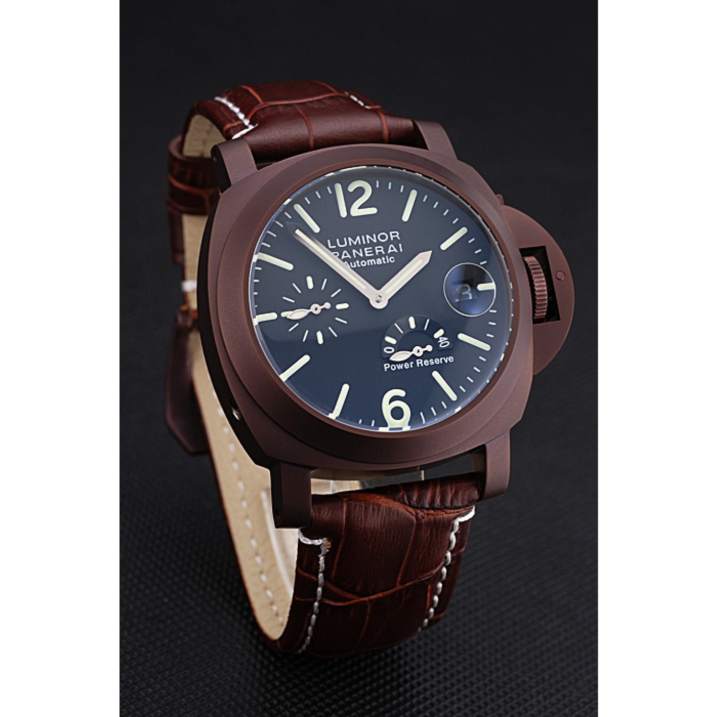 Panerai Luminor Brown Leather Strap Black Dial 80162