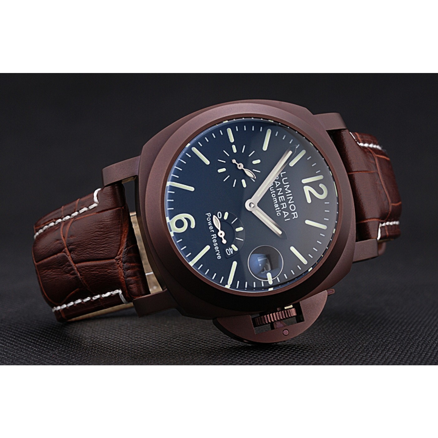 Panerai Luminor Brown Leather Strap Black Dial 80162