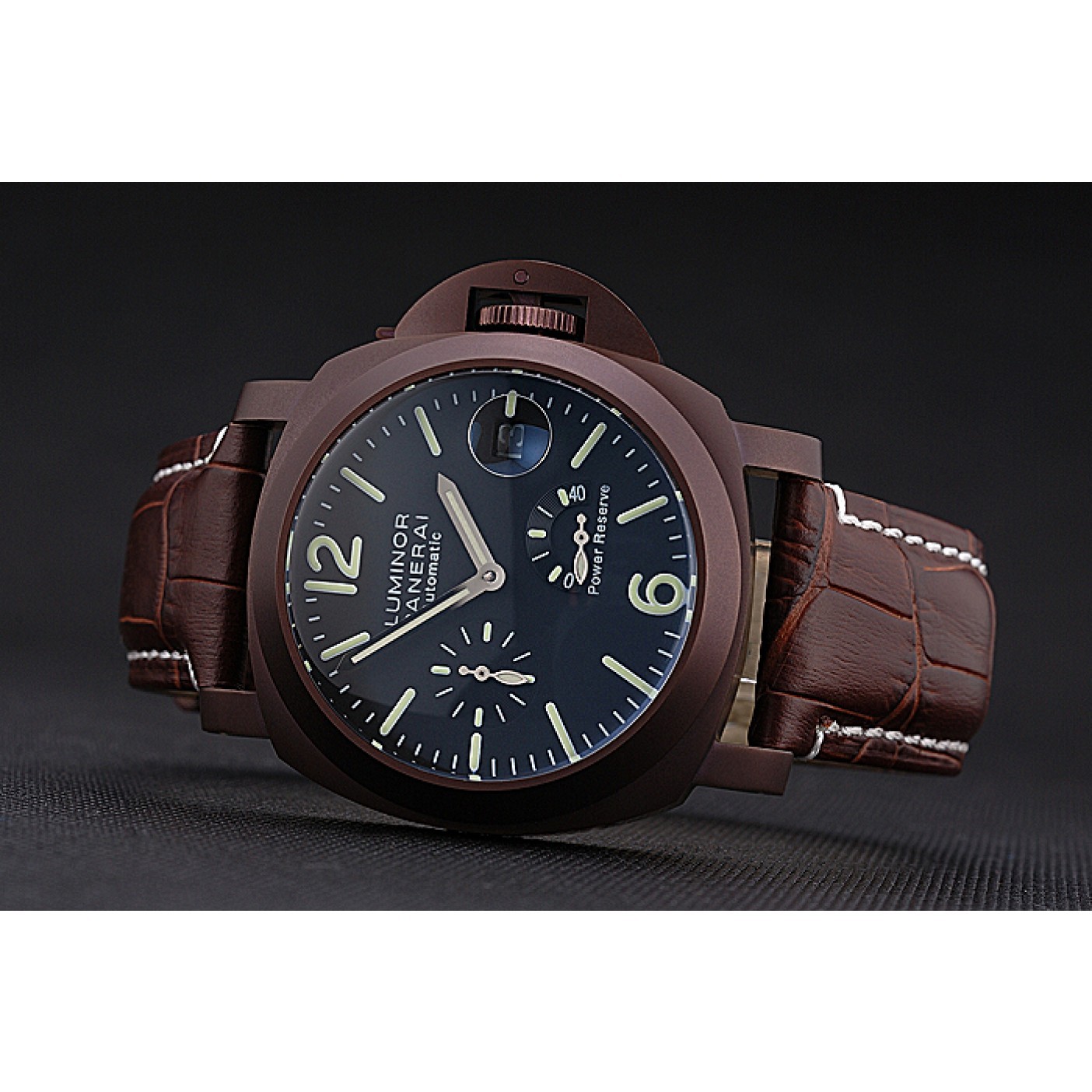 Panerai Luminor Brown Leather Strap Black Dial 80162