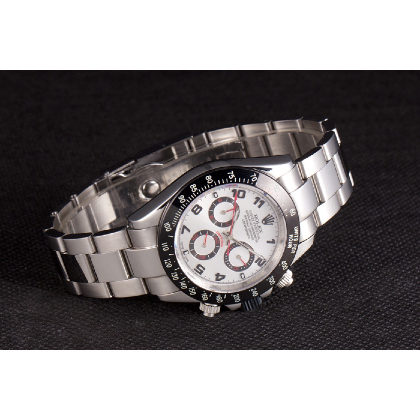 RepTime Watches Rolex Daytona Stainless Steel Black Enameled Silver Dial