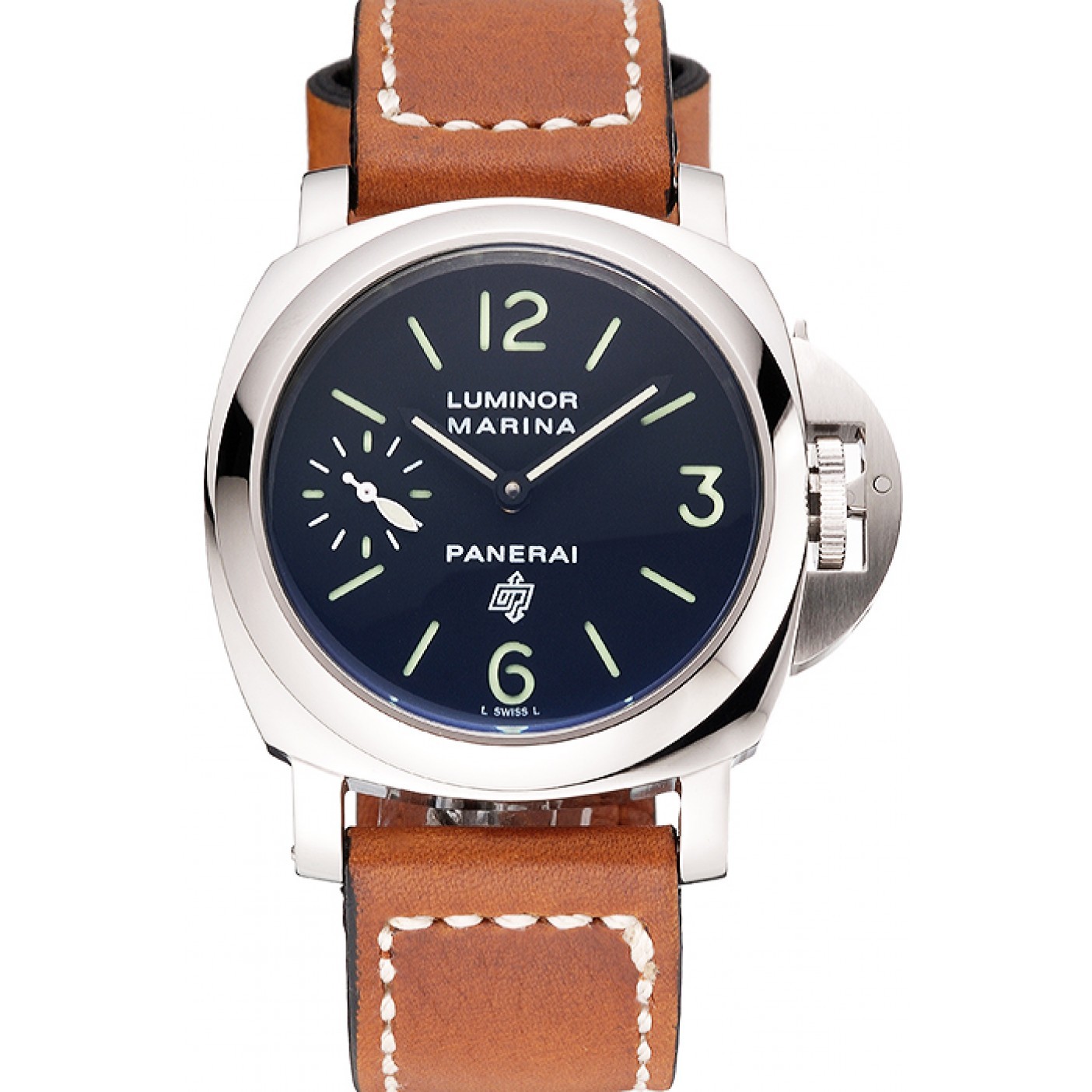 Panerai Luminor Marina Stainless Steel Bezel Brown Leather Bracelet 622313