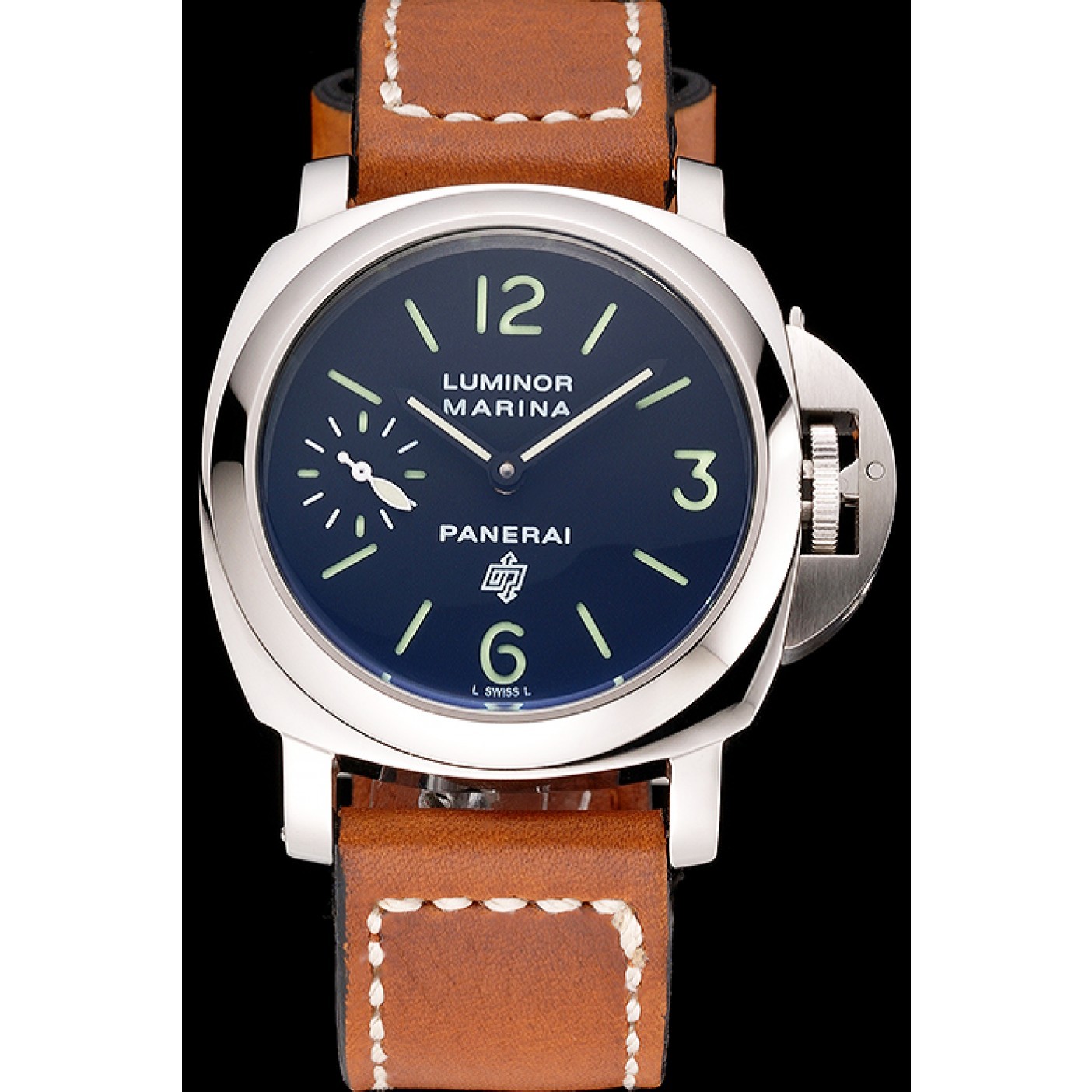 Panerai Luminor Marina Stainless Steel Bezel Brown Leather Bracelet 622313