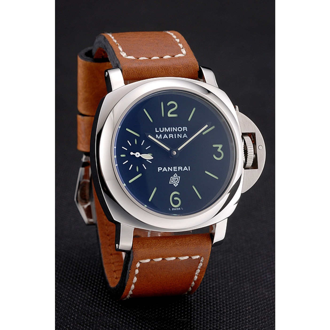 Panerai Luminor Marina Stainless Steel Bezel Brown Leather Bracelet 622313