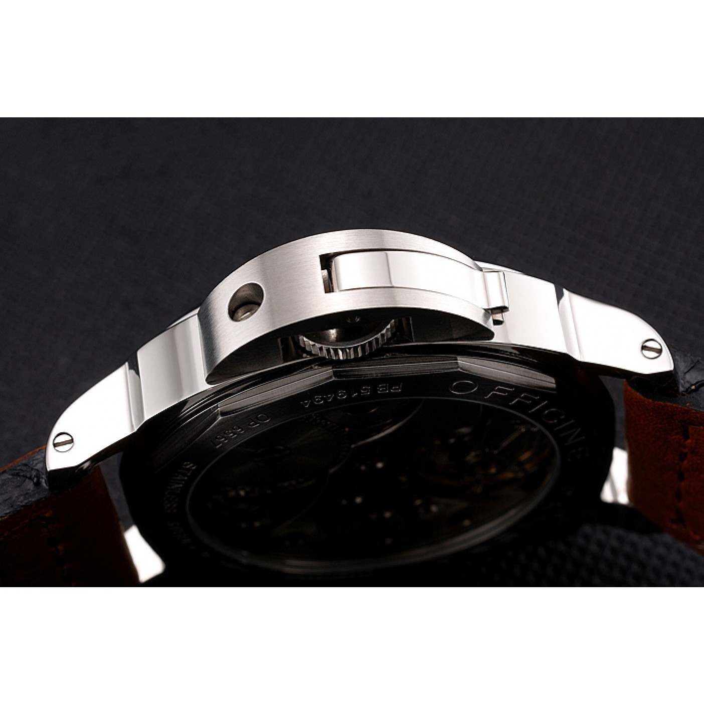 Panerai Luminor Marina Stainless Steel Bezel Brown Leather Bracelet 622313