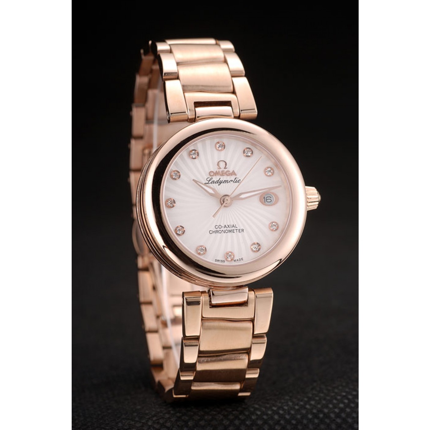 Omega DeVille Ladymatic Rose Gold Stainless Steel Strap White Dial