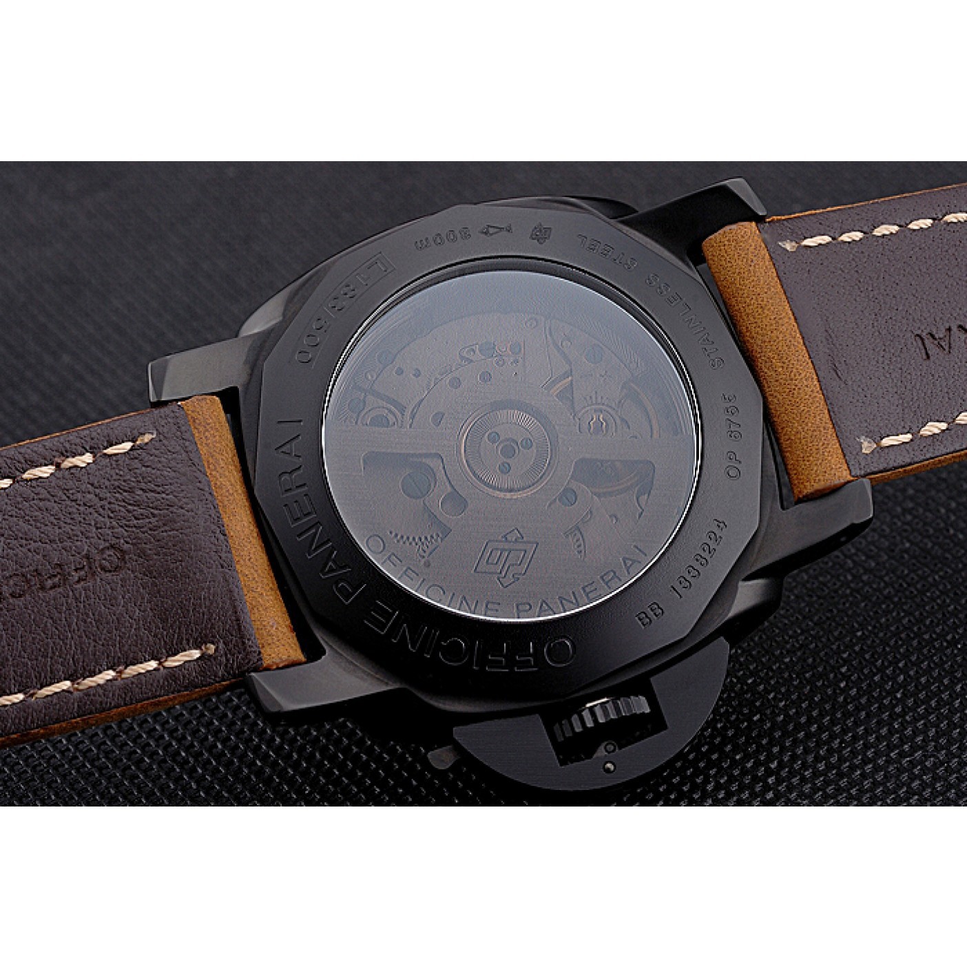 Panerai Luminor 1950 GMT Ceramica Black Dial Matte Black Case Brown Suede Leather Strap