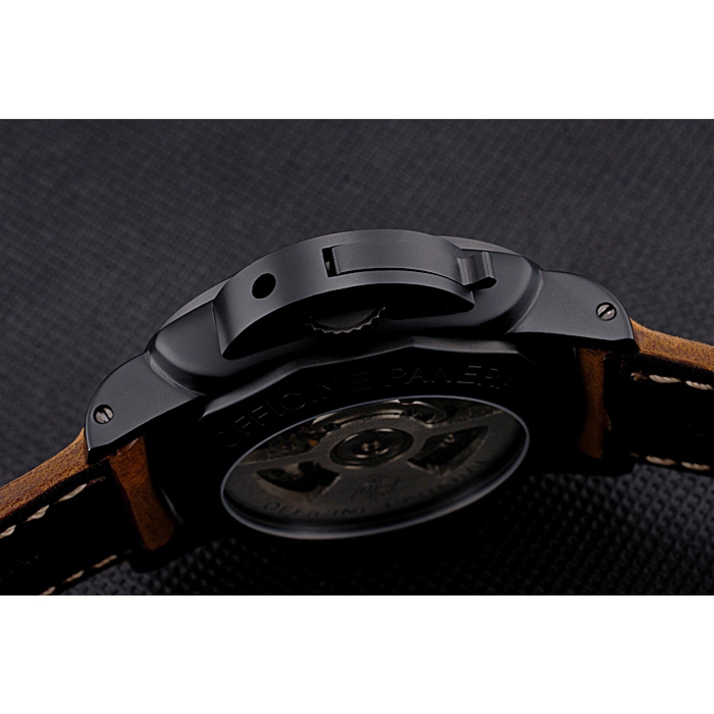 Panerai Luminor 1950 GMT Ceramica Black Dial Matte Black Case Brown Suede Leather Strap