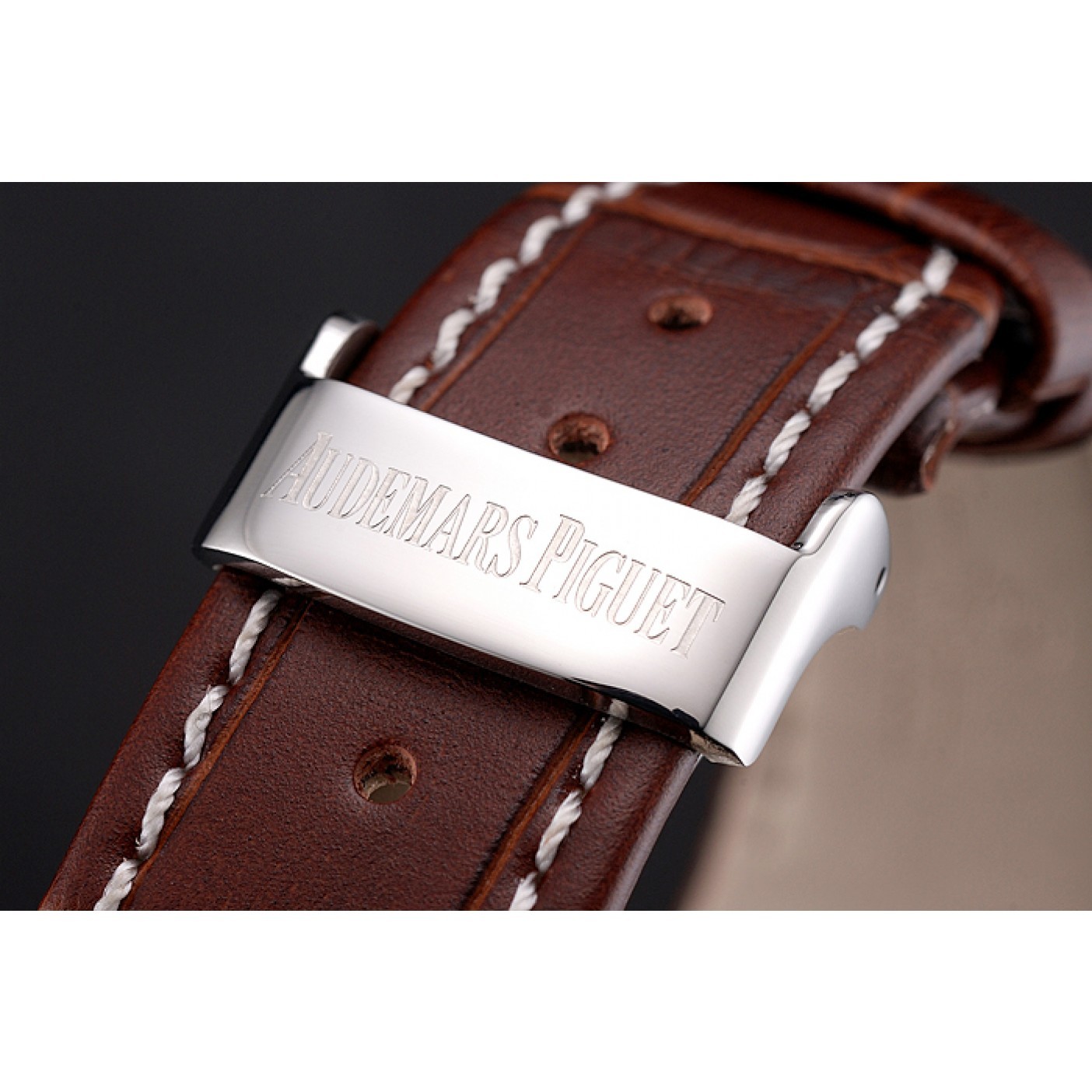 Audemars Piguet Royal Oak Fondation Gray Dial Stainless Steel Case Brown Leather Strap