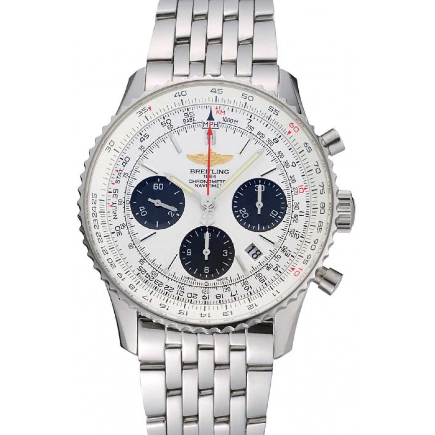 Swiss Breitling Navitimer White Dial Stainless Steel Bracelet 622441