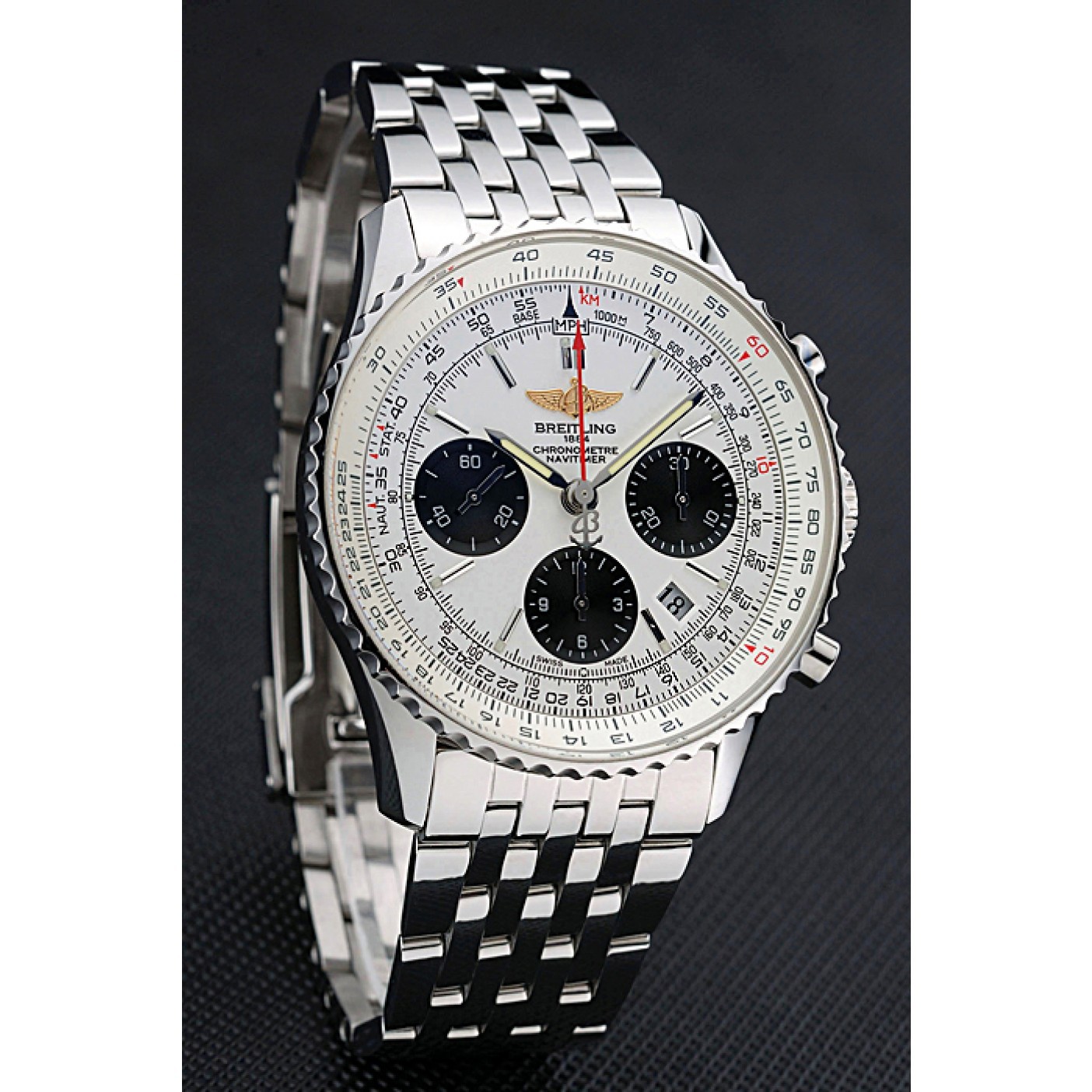 Swiss Breitling Navitimer White Dial Stainless Steel Bracelet 622441