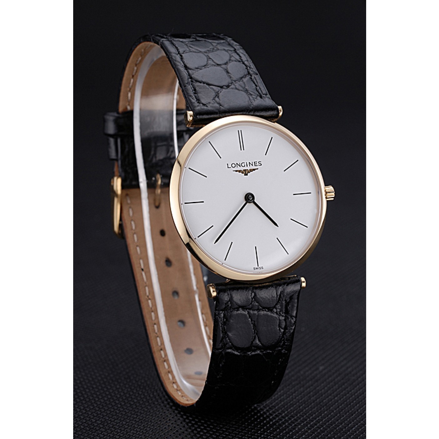 Longines La Grande Classique White Dial Black Leather Strap Homme 622115