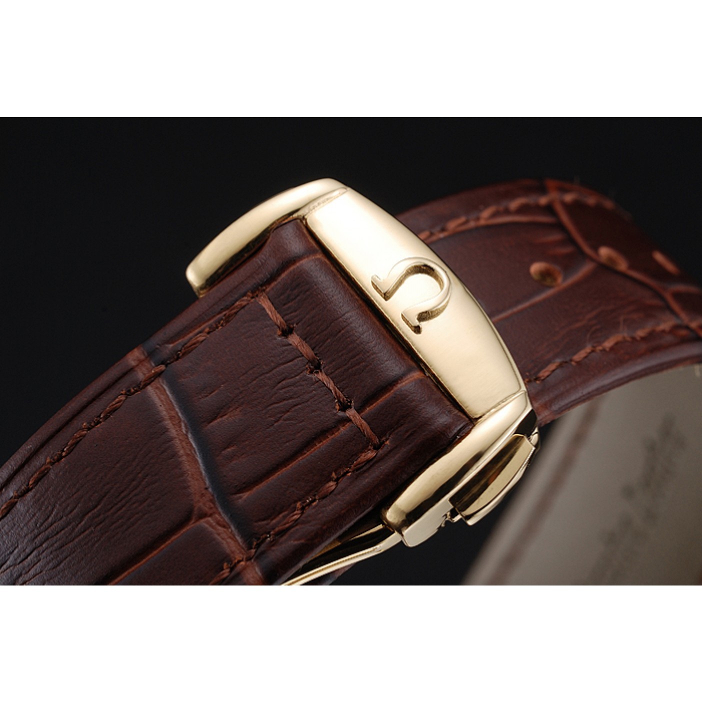 Omega De Ville Moonphase Gold Dial And Case Brown Leather Bracelet 1454228