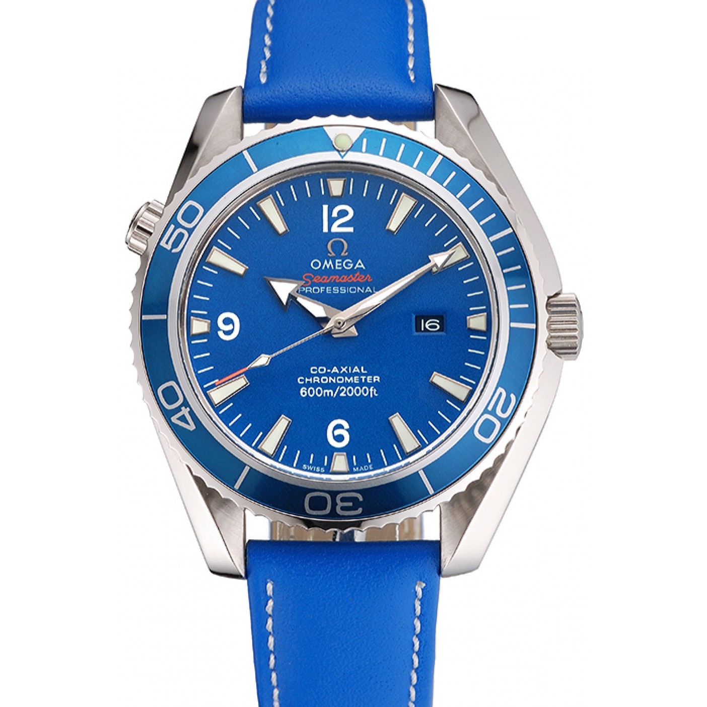 Omega Seamaster Planet Ocean Blue Dial Blue Leatherl Bracelet 622538