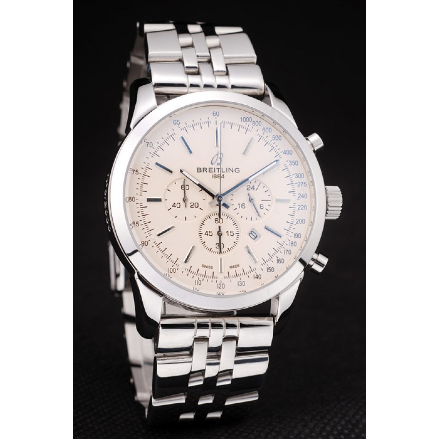 Breitling Transocean White Dial Stainless Steel Strap