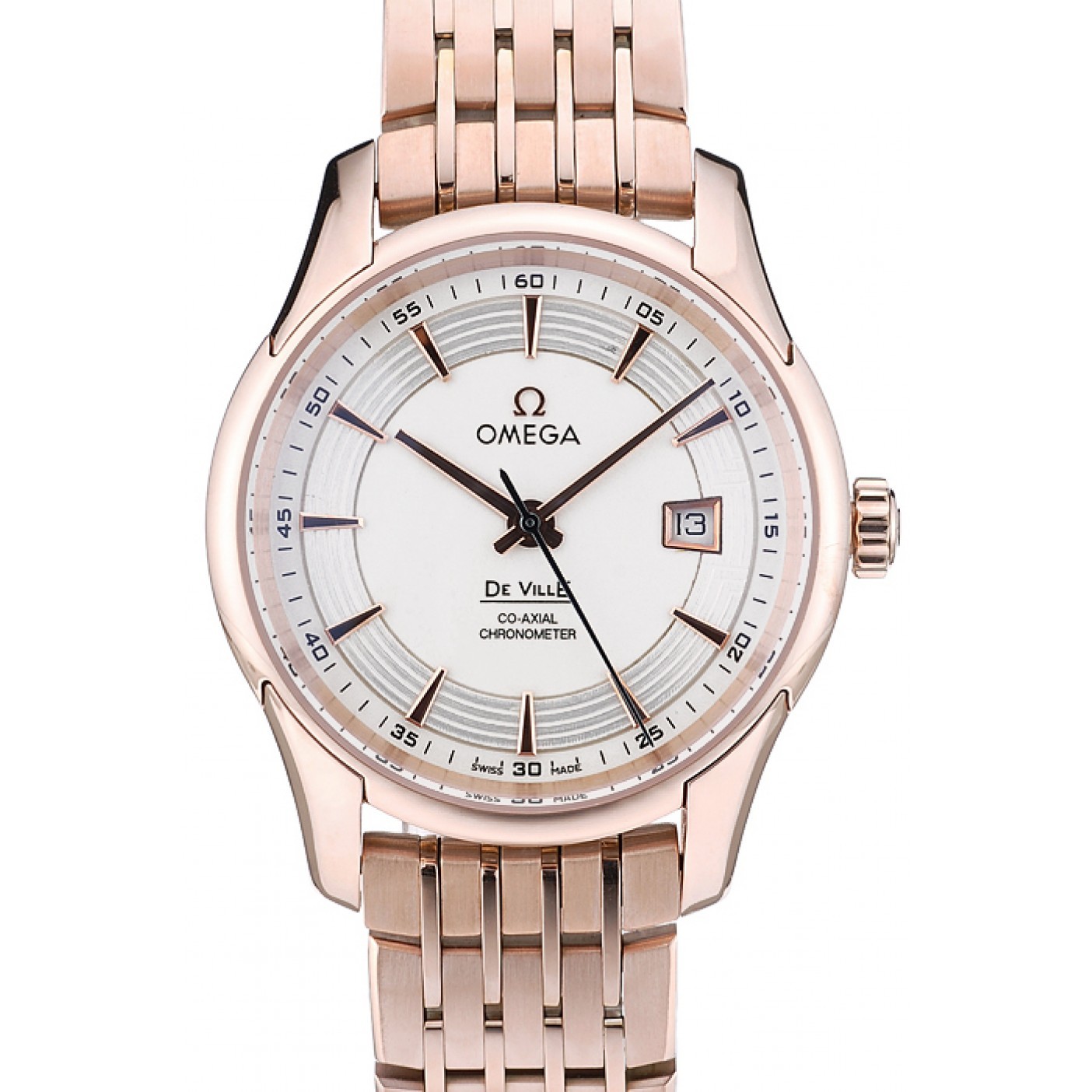 Omega Swiss DeVille Rose Gold Bezel White Dial 7603