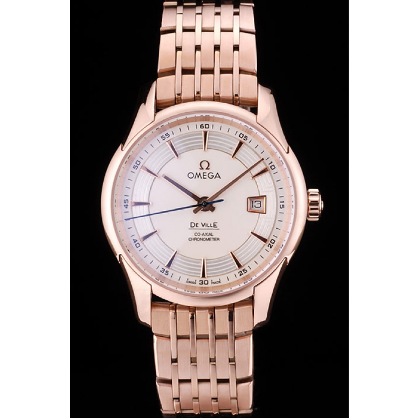 Omega Swiss DeVille Rose Gold Bezel White Dial 7603