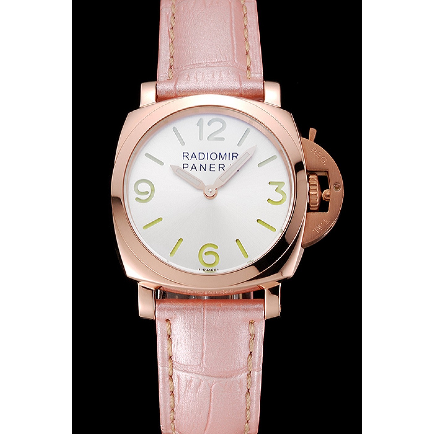 Panerai Radiomir White Dial Rose Gold Case Pink Leather Strap 1453802