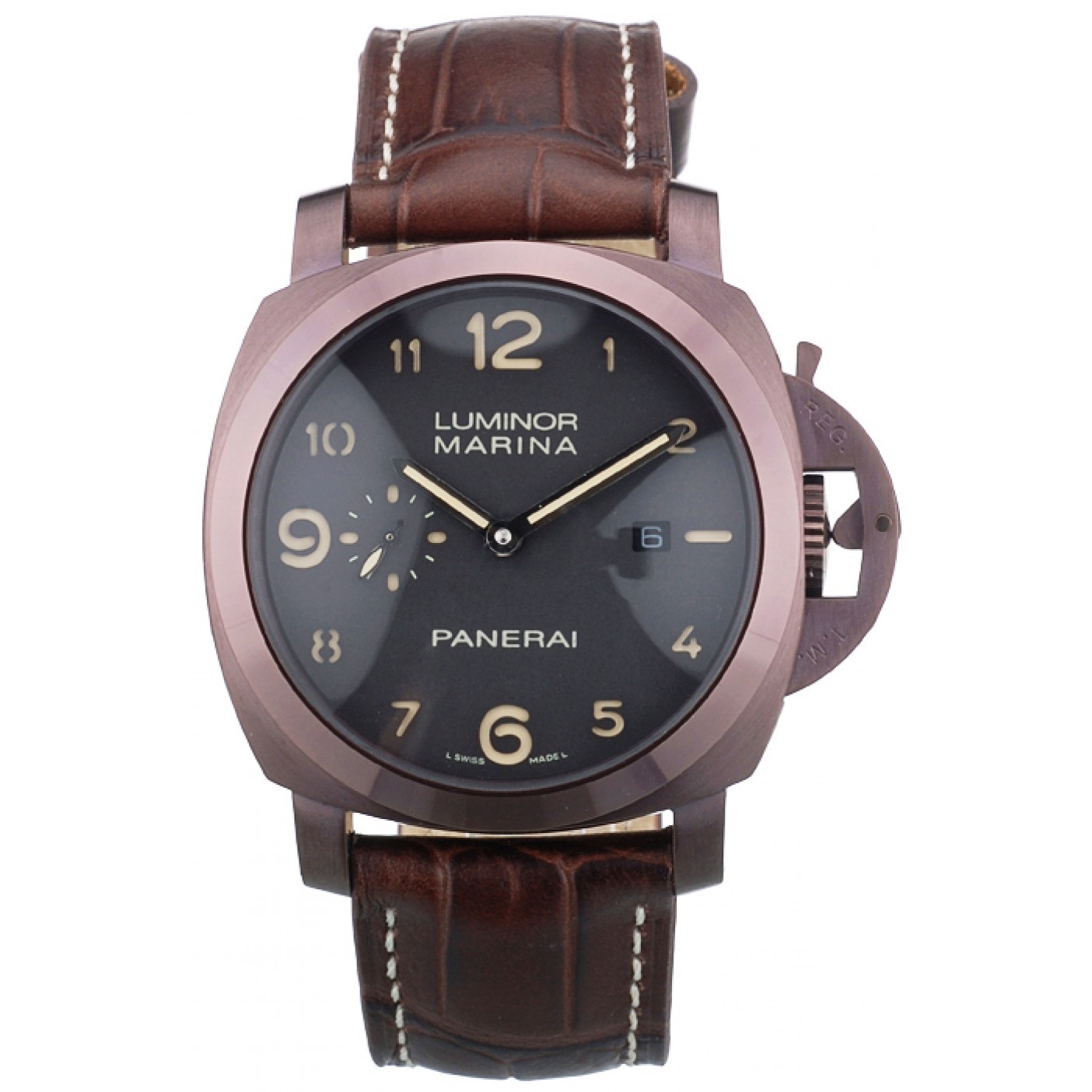 Panerai Luminor Brown Leather Strap Black Dial 80161