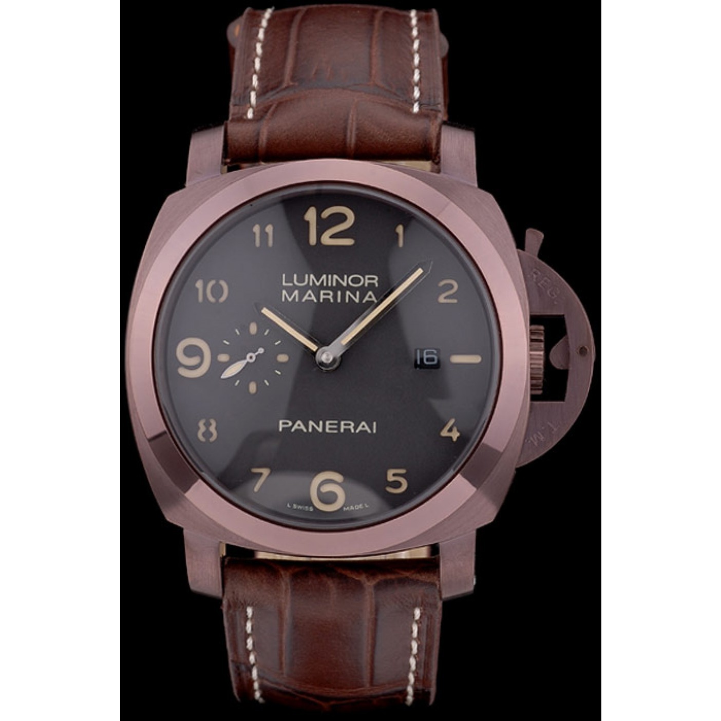 Panerai Luminor Brown Leather Strap Black Dial 80161