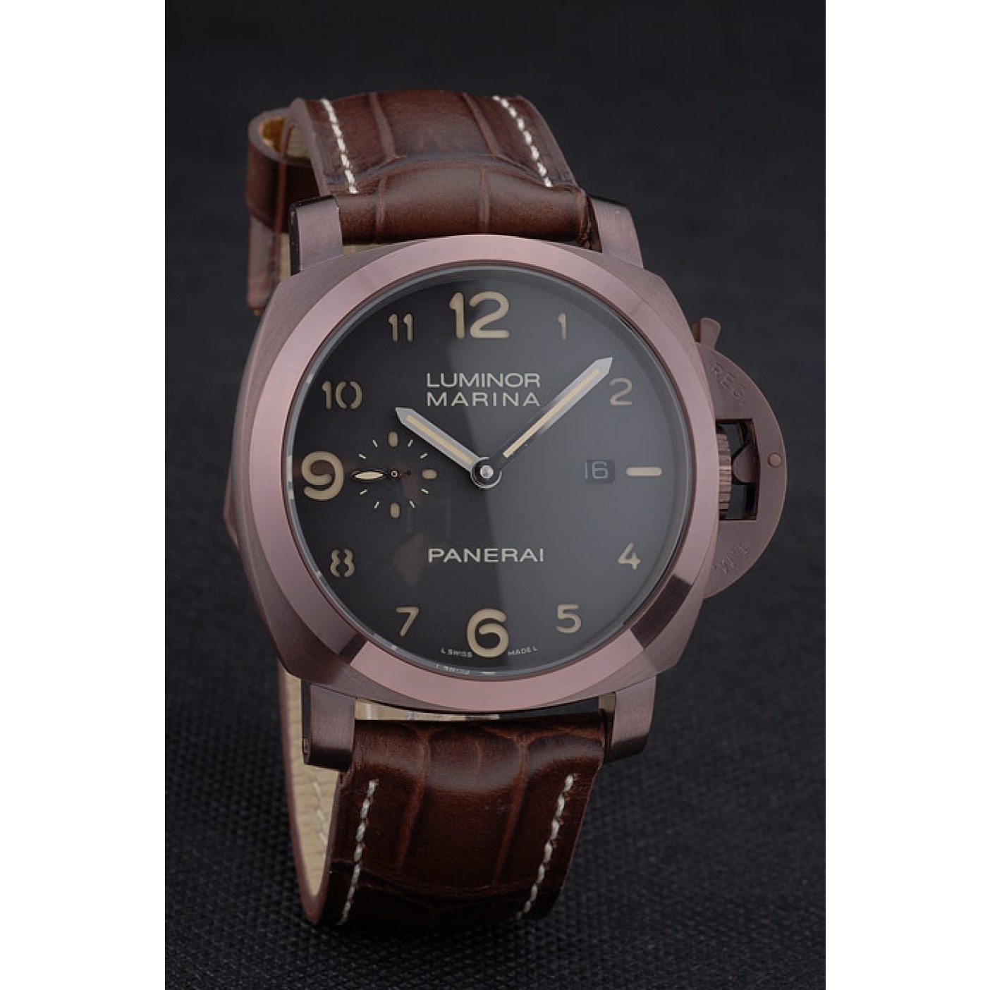 Panerai Luminor Brown Leather Strap Black Dial 80161