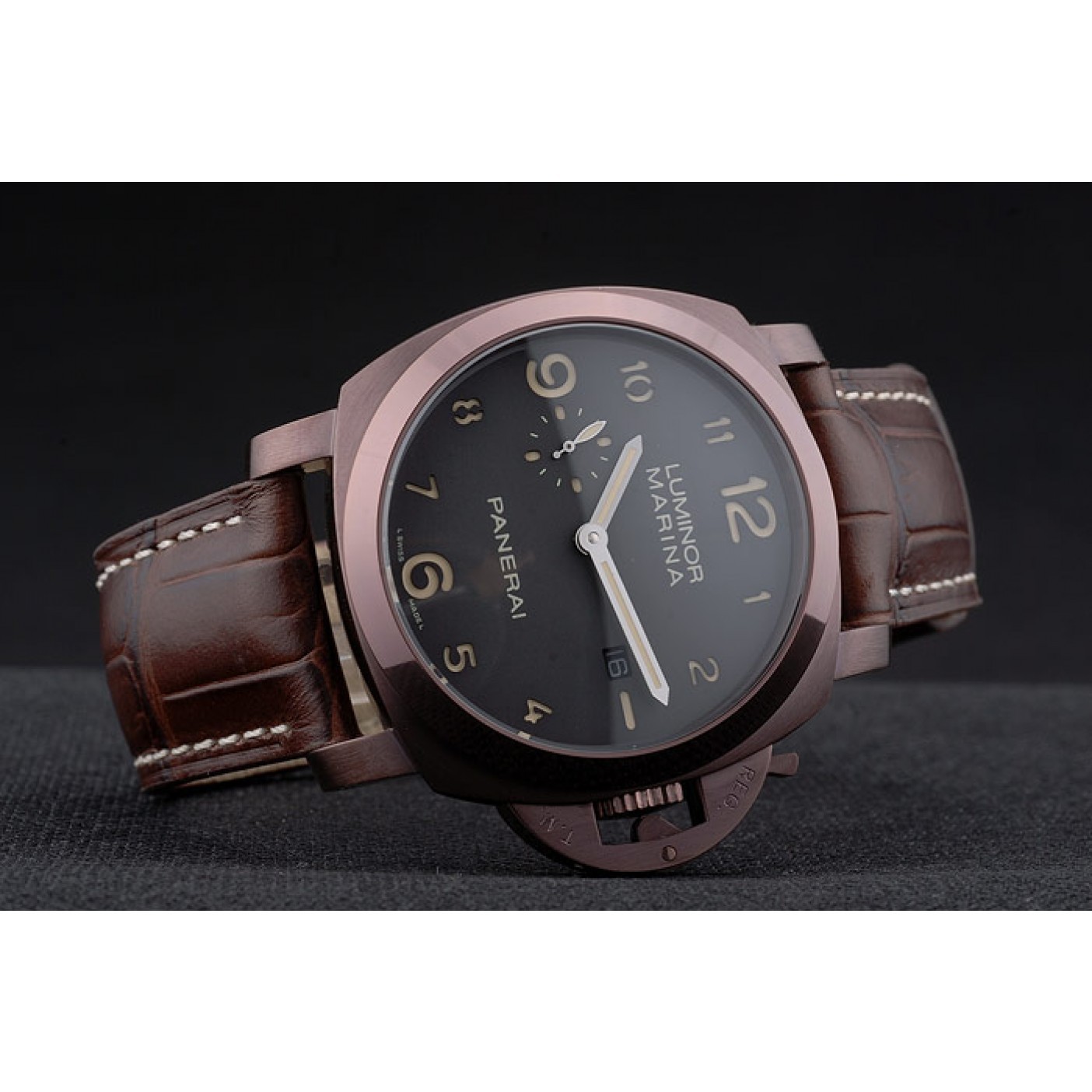 Panerai Luminor Brown Leather Strap Black Dial 80161