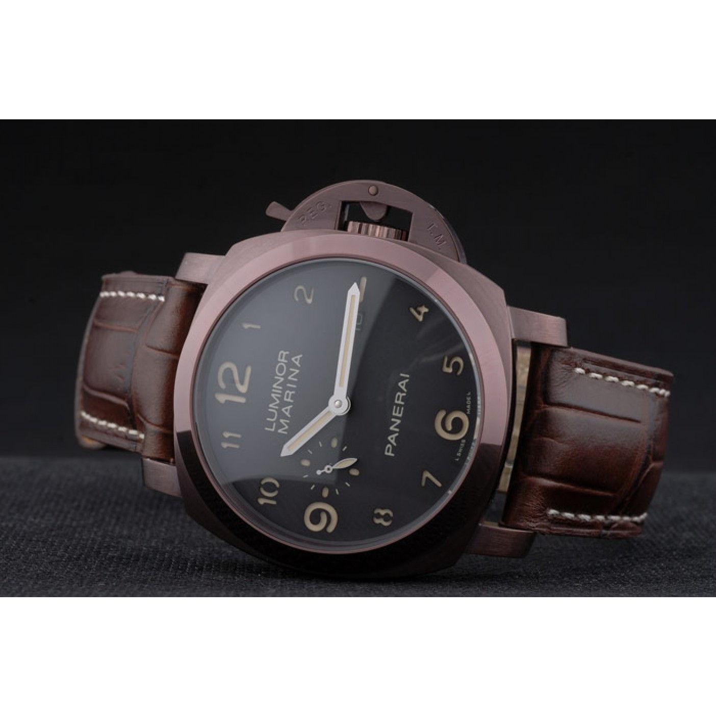 Panerai Luminor Brown Leather Strap Black Dial 80161