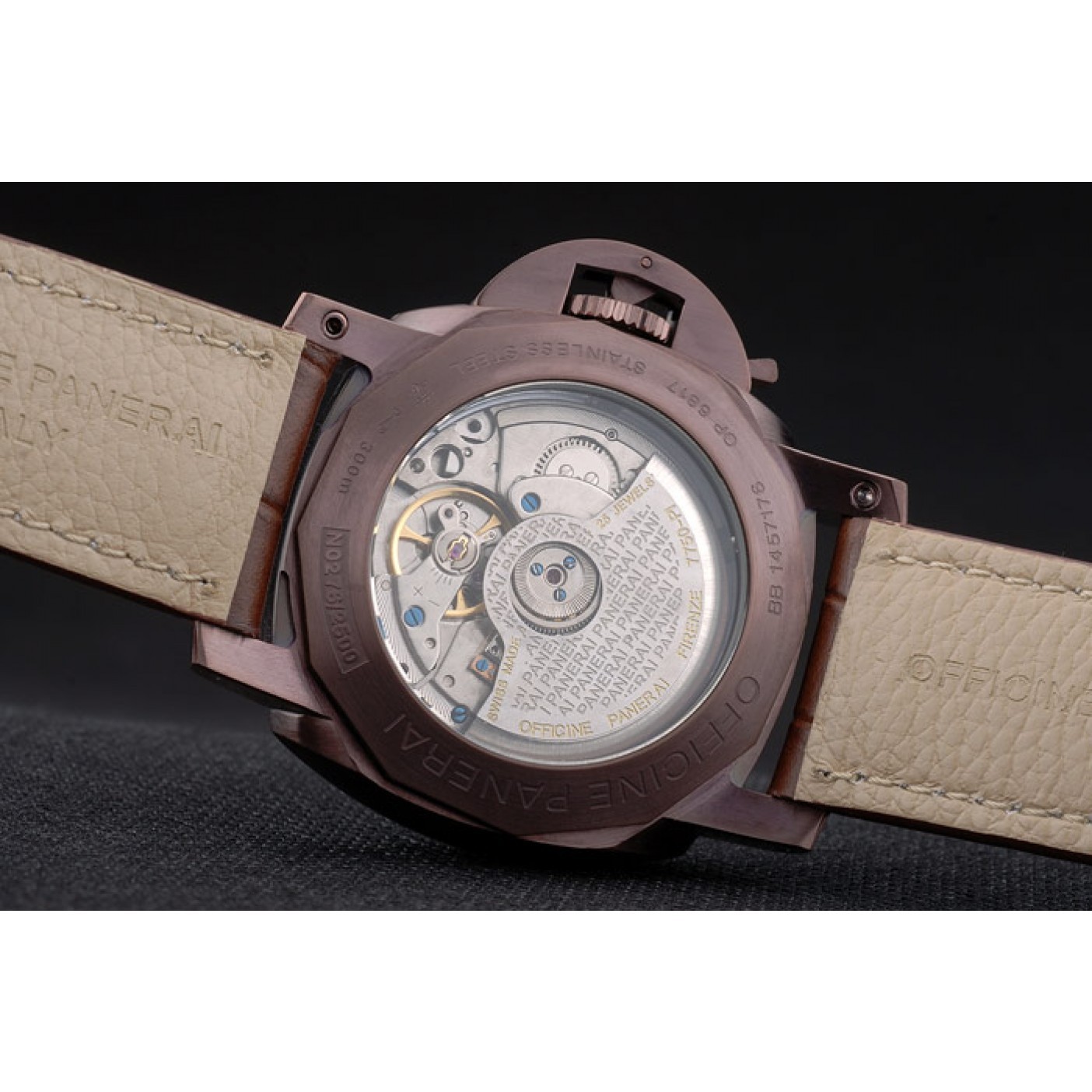 Panerai Luminor Brown Leather Strap Black Dial 80161