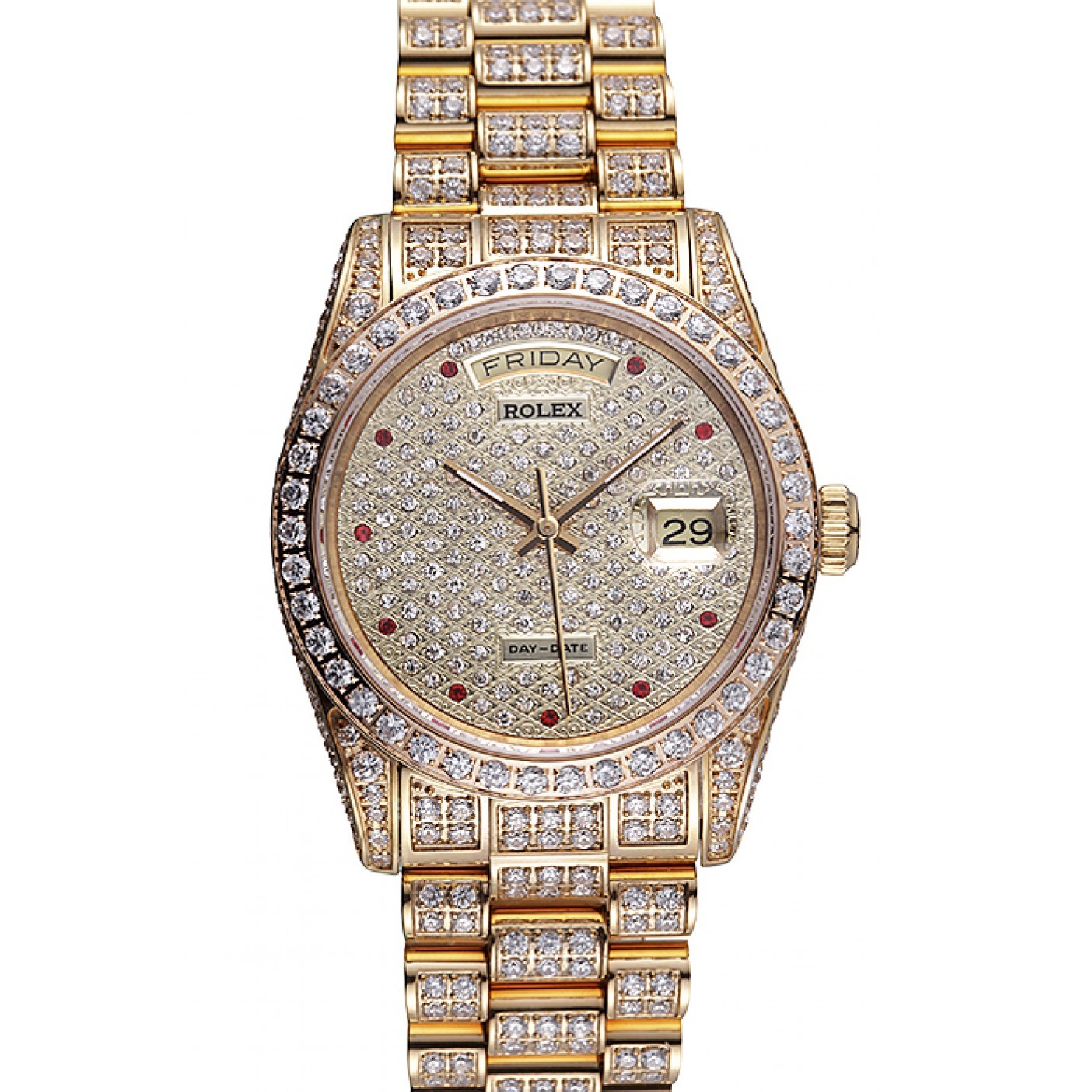 Swiss Rolex Day-Date Diamonds Yellow Gold-srl185 621615